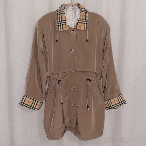 Natural Life L Tan Nova Check Trim Lightweight Button Front Jacket - Picture 1 of 12